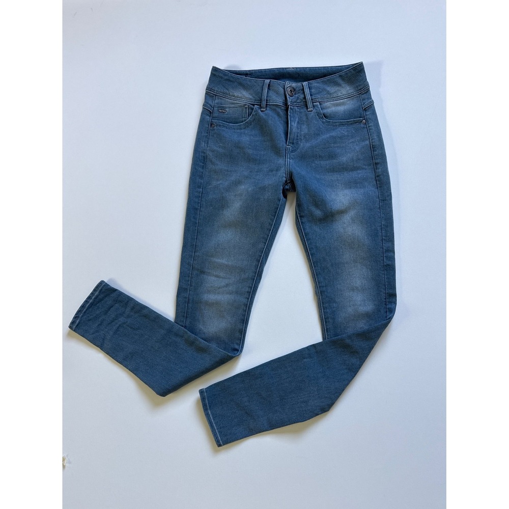 G-Star Raw Lynn Mid Skinny Jeans Blue Medium Wash Size 27x30 (27x28.5)